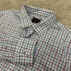 UNTUCKit Adams Shirt Large White Blue Red Plaid Slim Fit Cotton 34532